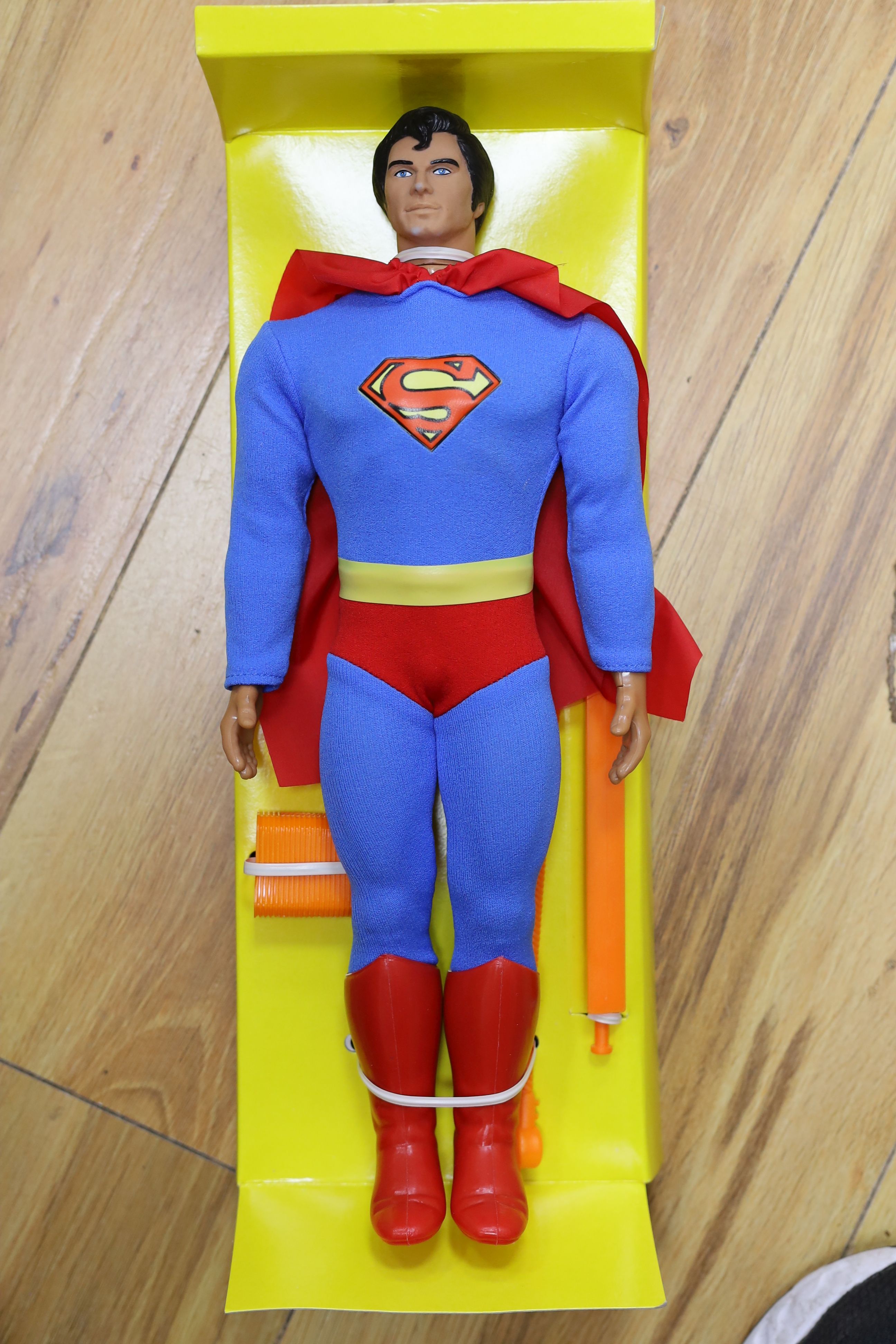A Denys Fisher Superman, rare, in original box, another unboxed, a Unigate milk float with bottles, - Image 10 of 18