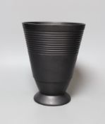 An unusual Keith Murray for Wedgwood - black flared and ribbed basalt, 20cm high