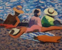 S. Forbes (20th C.), oil on board, 'Bathers', signed and dated '60, 80 x 99cm