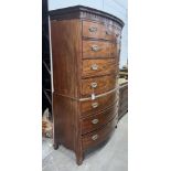 A George IV mahogany bow front chest on chest, width 116cm, depth 65cm, height 193cm