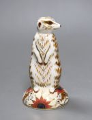 A Royal Crown Derby paperweight - Meerkat, gold stopper, boxed, no certificate.
