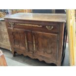 A 19th century French brass mounted inlaid oak and walnut buffet, length 136cm, depth 63cm, height