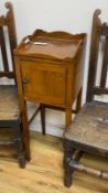A George III mahogany tray top bedside cabinet, width 31cm, depth 31cm, height 84cm