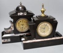 A ornamental Victorian and marble slate clock together with an Art Deco style mantle clock,