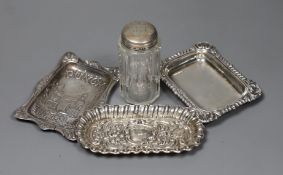 A late Victorian repousse silver 'Mr Punch' pin-tray, 10 x 8cm., Saunders & Shepherd, Birmingham,