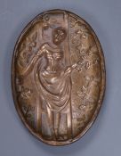 An early 20th century erotic oval bronze dish, 13cm