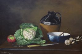 Stanley Dollimore (1915-2001), oil on canvas, Still life of a cauliflower, signed and dated 1975