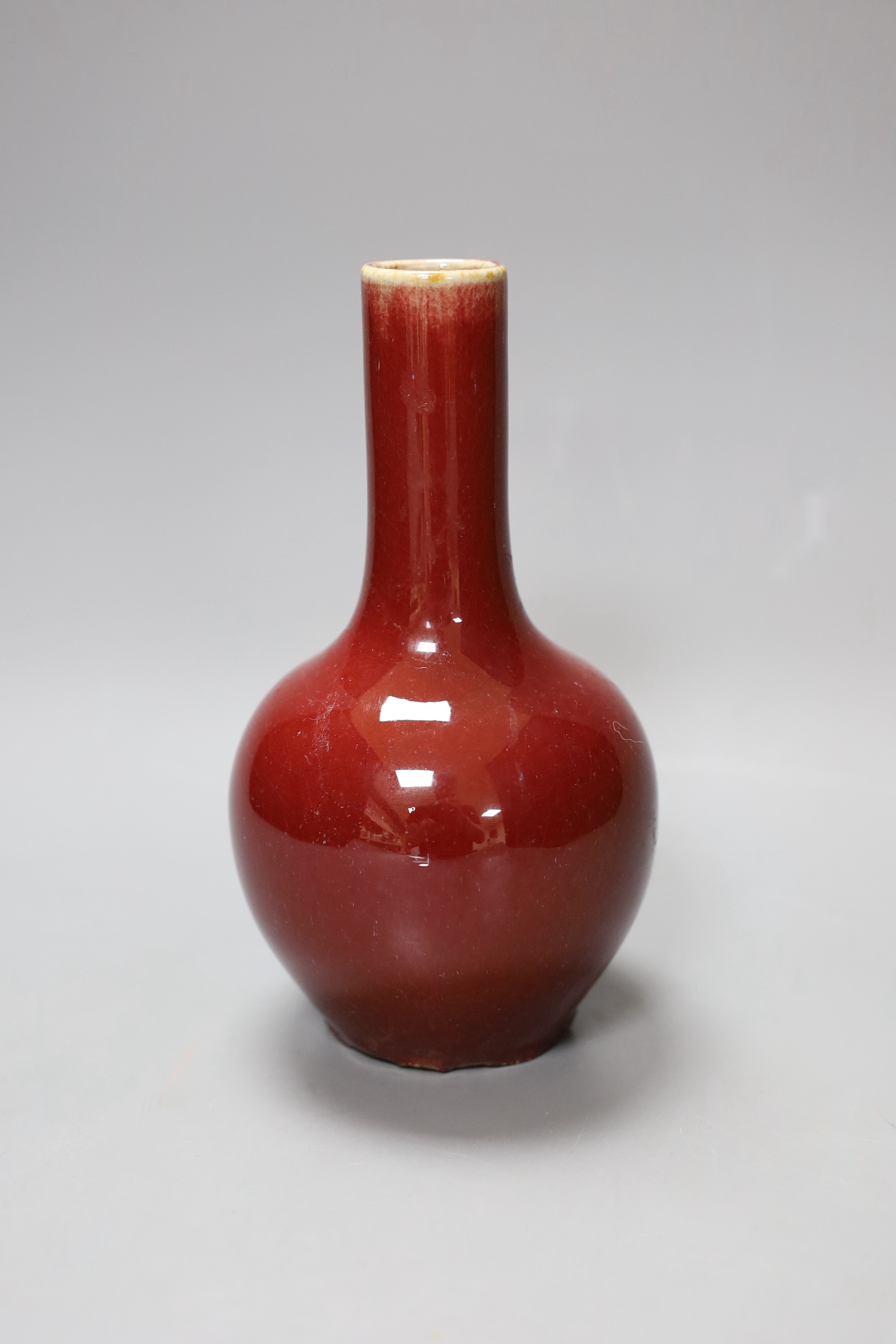 A small Chinese sang de boeuf bottle vase, 18cm tall - Image 2 of 3