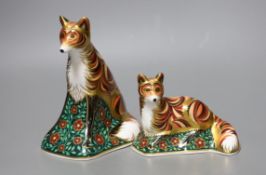 Two Royal Crown Derby paperweights - Devonian Vixen, gold stopper, boxed with certificate and
