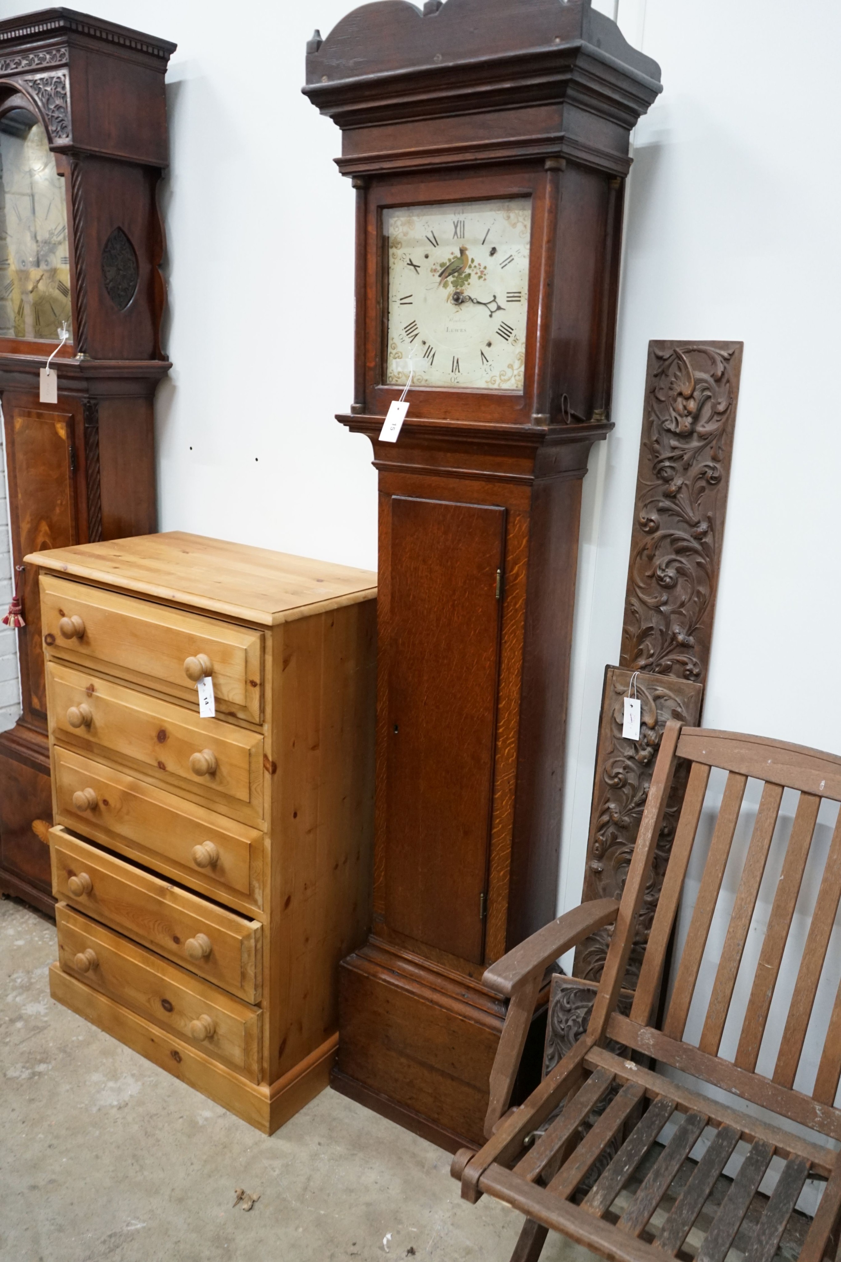 An early 19th century oak 30-hour longcase clock marked Weston, Lewes, height 199cm - Image 4 of 4