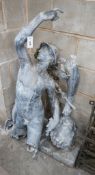 A Victorian lead garden ornament of Mercury requiring extensive restoration, approximate height