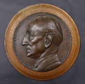 A large bronze relief medal plaque of Rufus Daniel Isaacs, 1st Marquess of Reading, 1936