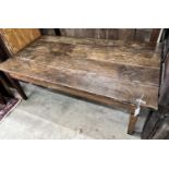 A 19th century French rectangular oak coffee table, length 134cm, depth 76cm, height 48cm (cut
