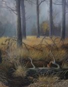 Alan G Dobbs, oil on board, squirrel in a wooded landscape, signed and dated 1989 76x60cm