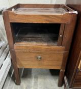 A George III mahogany tambour bedside cabinet, width 49cm, depth 43cm, height 80cm