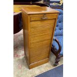 A mid 20th century oak tambour filing cabinet, width 47cm, depth 36cm, height 110cm