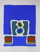 Raymond Fawcett (1934-1994), limited edition print, abstract blue, signed and dated 1973, 1/20,