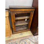 A Victorian inlaid walnut pier cabinet, width 76cm, depth 32cm, height 98cm