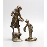 Kowalski, a small bronze figure of a girl and a damaged figure of a geisha, tallest 18cm