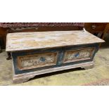 A rectangular Swiss style painted coffer, length 120cm, depth 42cm, height 48cm