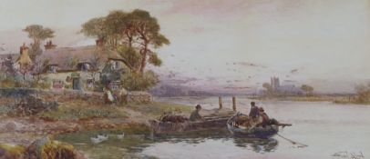 Stuart Lloyd (fl.1875-1929), watercolour, 'The Fisherman's Home', signed, 29 x 64cm