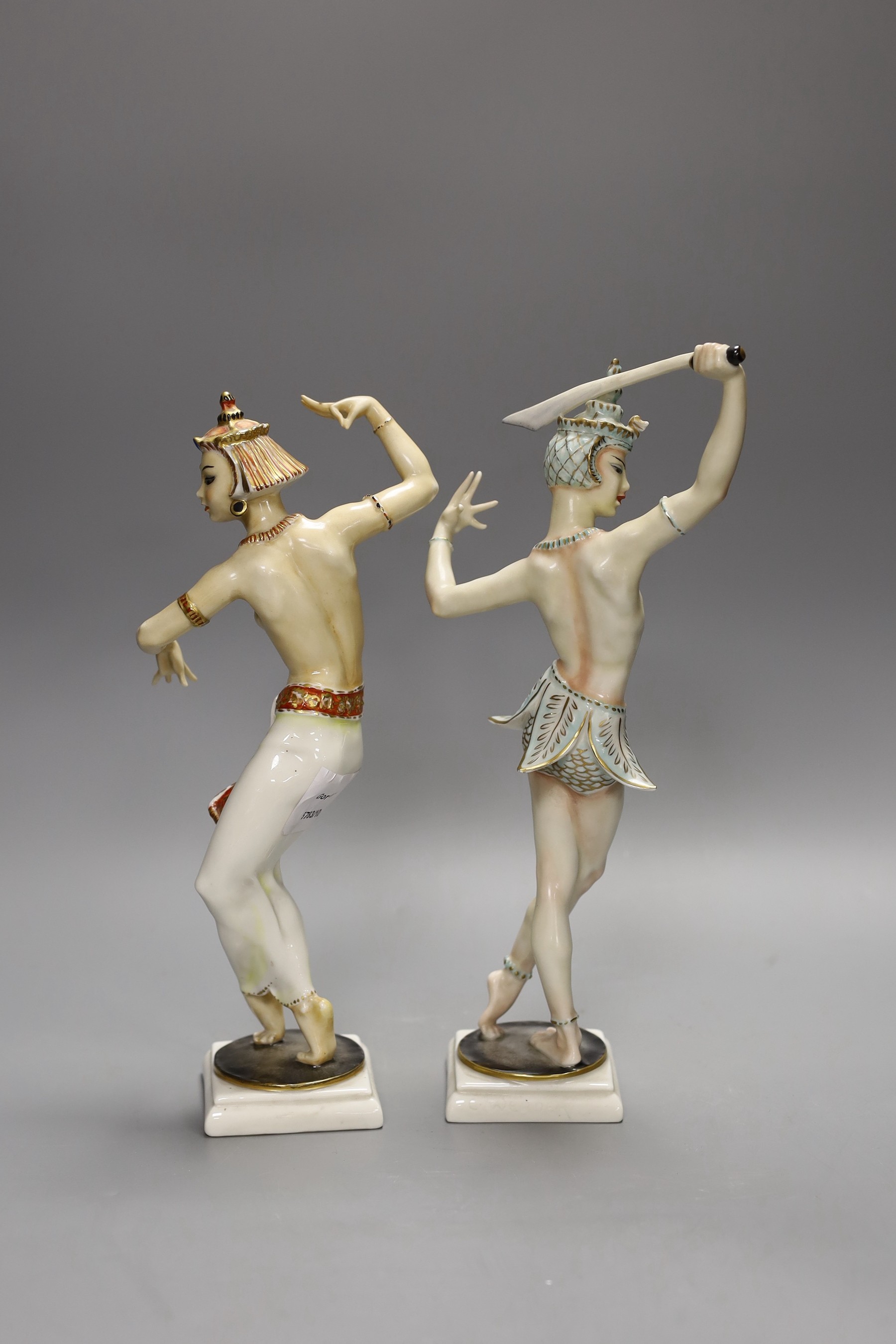 Two Hutschenreuter figures of Siamese dancers, 30cm - Image 2 of 3