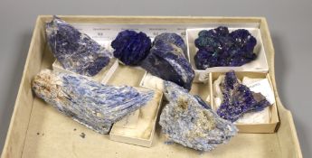 An Azurite with malachite specimen and seven other minerals (8)