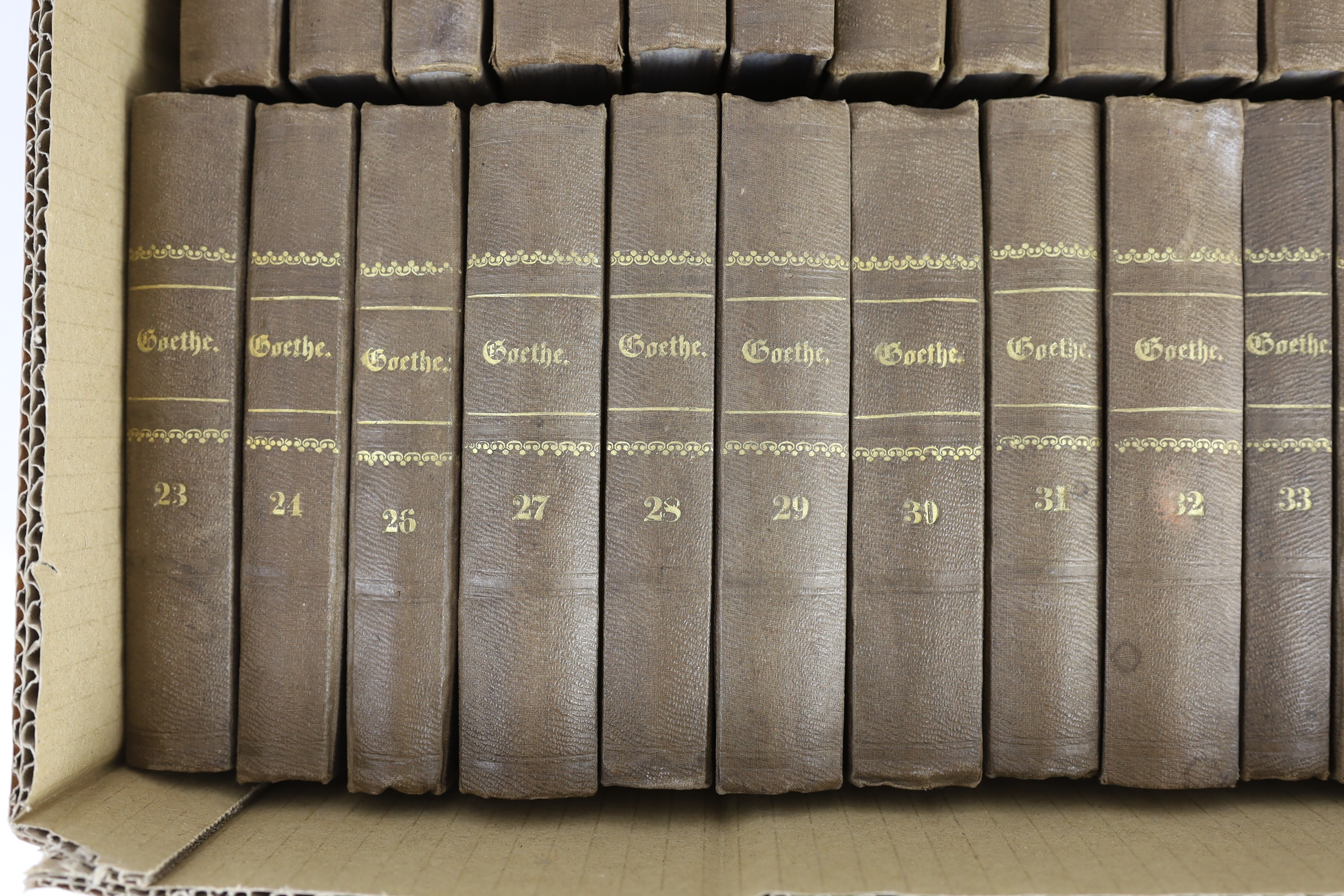 ° ° Goethe, Johanna Wolfgang - The Works in German, 35 vols (of 40), 12mo, half cloth, gilt embossed - Image 5 of 7