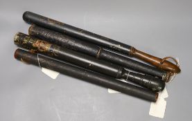 An early 19th century ‘cudgel’ truncheon a George IV painted ‘crown and honour’ truncheon, a