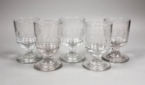 A set of five 19th century glass rummers, 12cm tall