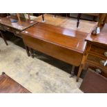 An early Victorian mahogany drop leaf extending dining table length 168cm extended, one spare