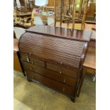 A George IV mahogany tambour cylinder bureau fitted four drawers, width 102cm, depth 57cm, height