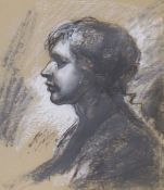 German School, charcoal, ink and chalk, Head study, indistinctly signed and dated Berlin '37, 36 x