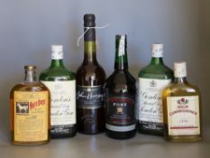 Six bottles of Port and spirits