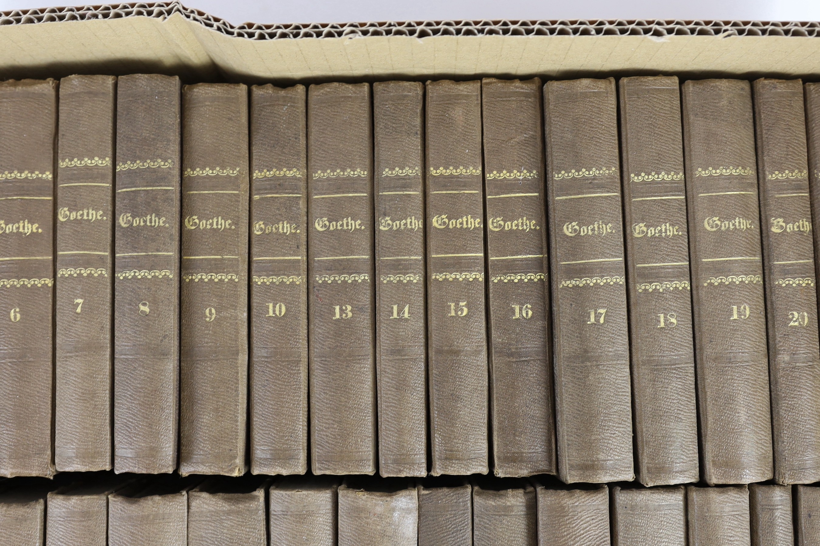 ° ° Goethe, Johanna Wolfgang - The Works in German, 35 vols (of 40), 12mo, half cloth, gilt embossed - Image 3 of 7