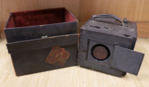 An early 20th century Royal Engineer's cased plate camera and plates
