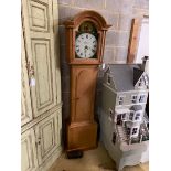 A Victorian pine 30 hour longcase clock marked Philp, Okehampton, height 195cm