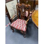 A pair of George III style mahogany elbow chairs, width 65cm, depth 50cm, height 106cm