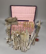 A pair of George VI silver fish servers, Carrington & Co, London 1939 and eleven pairs of matching