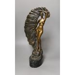 An Erte limited edition bronze dancer on marble plinth, 43cm tall
