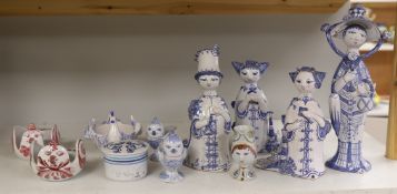A collection of assorted Bjørn Wiinblad ceramics including figures, candlesticks, jugs etc,