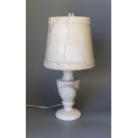 A turned alabaster lamp (a.f.)