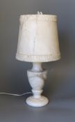 A turned alabaster lamp (a.f.)