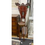 A late 19th century Chinese lacquered wood washstand, width 58cm, height 154cm and a later