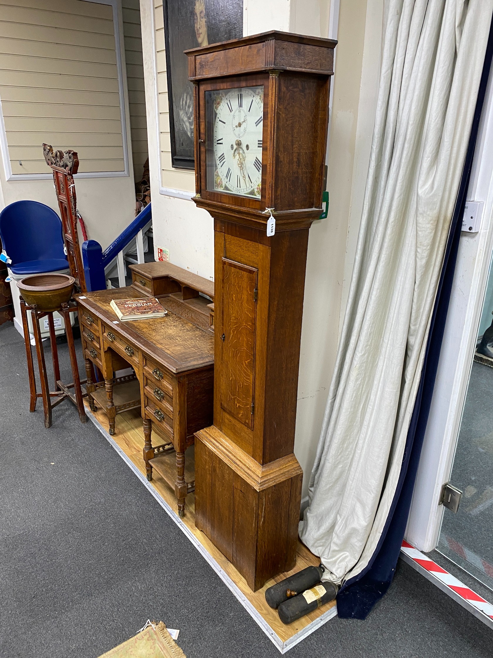 An early 19th century eight day longcase clock with painted dial, height 185cm - Image 2 of 2