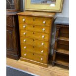 A Victorian pine six drawer chest by Heal & Son, London, width 61cm, depth 40cm, height 100cm