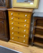 A Victorian pine six drawer chest by Heal & Son, London, width 61cm, depth 40cm, height 100cm
