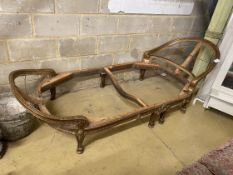 A 19th century French carved giltwood daybed frame, length 224cm, depth 90cm, height 75cm