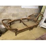 A 19th century French carved giltwood daybed frame, length 224cm, depth 90cm, height 75cm