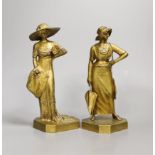 Henri Varenne (1860-1933). A pair of bronze figures 'La Parisienne 1911 and 1912', 18cm tall